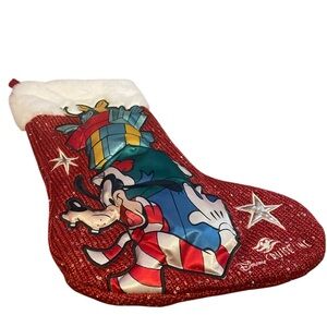 Disney Cruise Line Red Christmas Stocking featuring Goofy